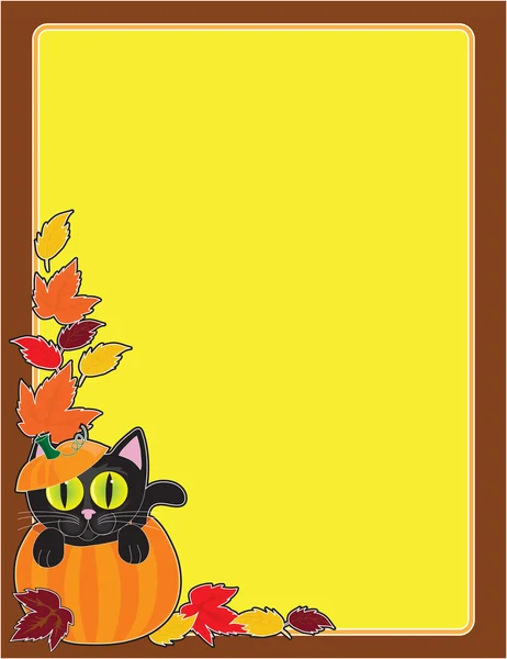Frontera de calabaza gato negro — Archivo Imágenes Vectoriales