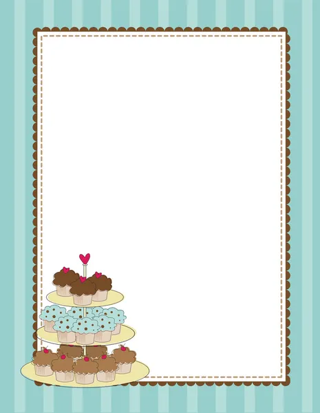 Cupcake Bordure Bleu — Image vectorielle