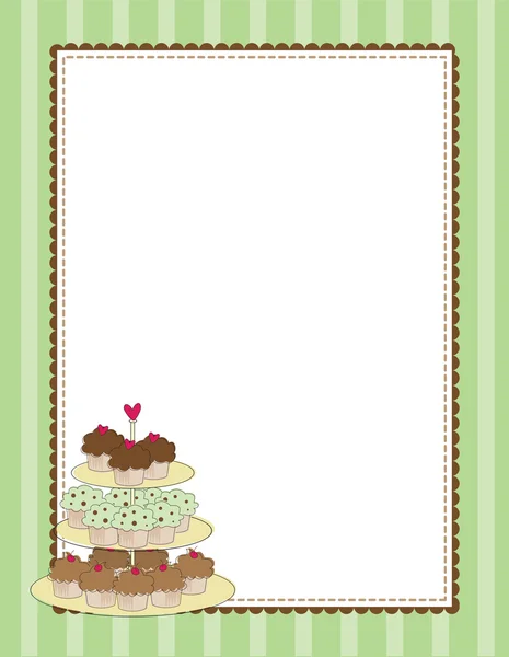 Cupcake yeşil sınır — Stok Vektör