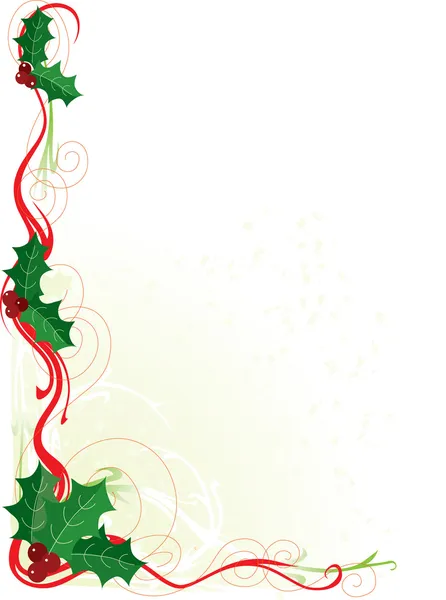 クリスマスのヒイラギの罫線 — ストックベクタ