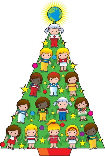 Pays Enfants Arbre de Noël — Image vectorielle