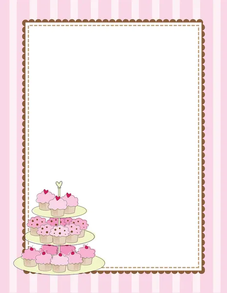 Cupcake Bordure rose — Image vectorielle