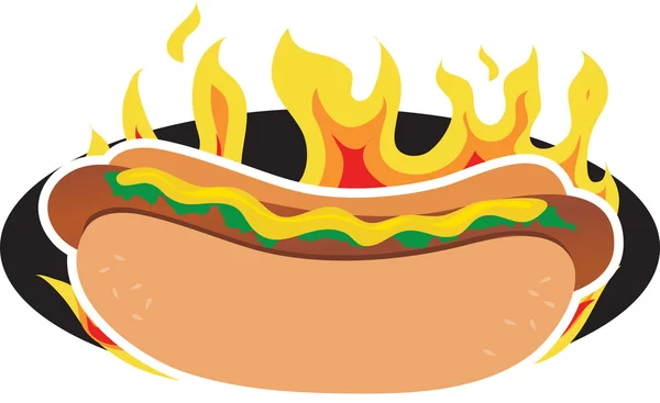 Flaming Hot Dog — Stockový vektor