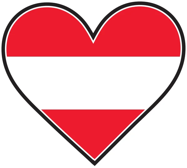 Ausztria szívében zászló — Stock Vector