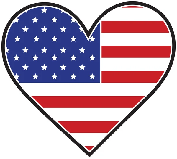 Amerika kalp bayrağı — Stok Vektör