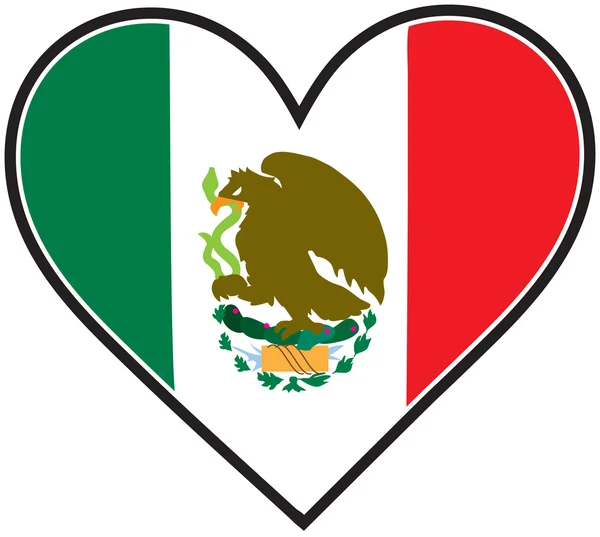 Mexico Heart Flag — Stok Vektör