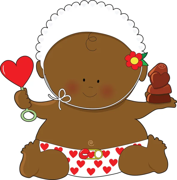 Bebé San Valentín Negro — Archivo Imágenes Vectoriales