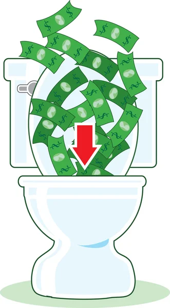 Geld auf der Toilette — Stockvektor