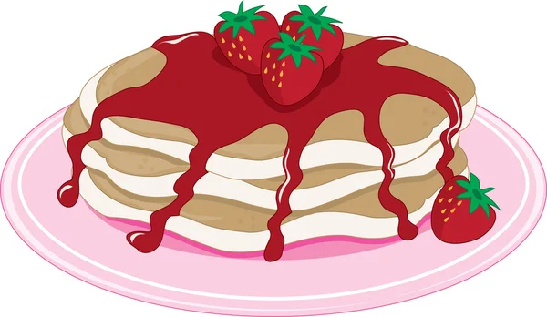 Pancakes Strawberry — Stock Vector