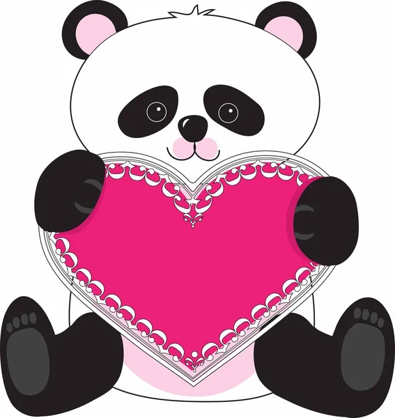 Panda serca — Wektor stockowy