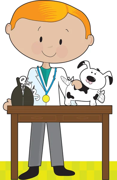 Tierarzt und Hund — Stockvektor