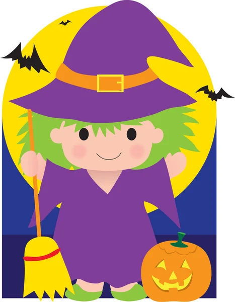 Witch Kid — Stock Vector