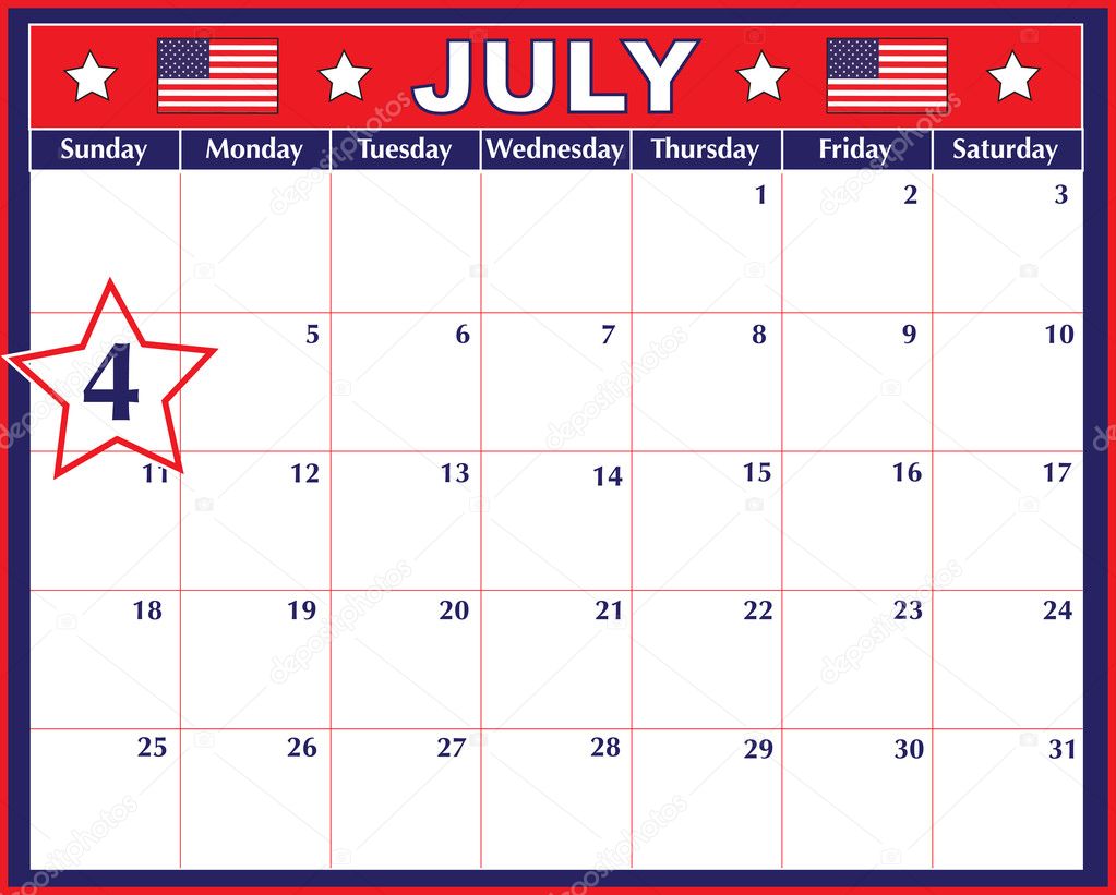 Fourth of July Calendar