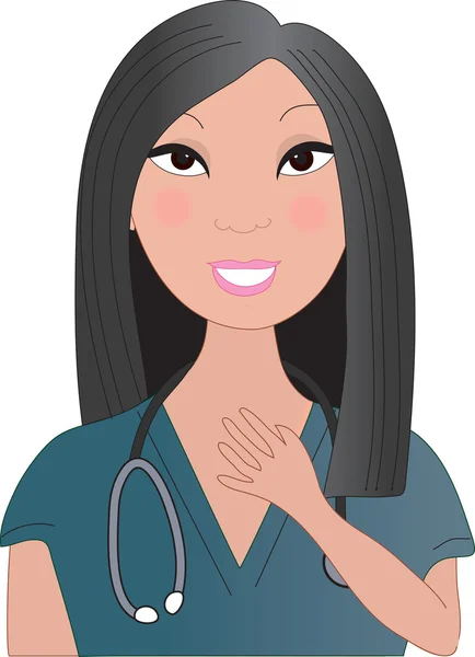 Perawat Asia Tersenyum - Stok Vektor