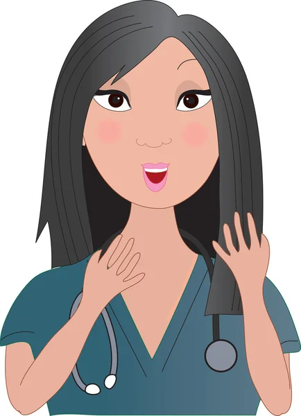 Asiático enfermeira falando — Vetor de Stock