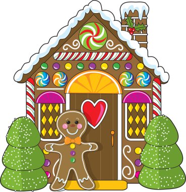 Gingerbread House and Man clipart