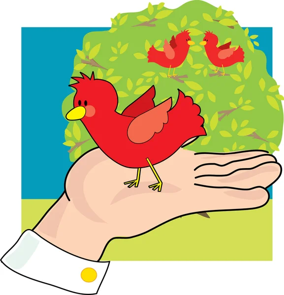 Ptak w ręku — Wektor stockowy