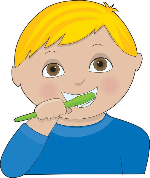 Garçon Brossage des dents — Image vectorielle