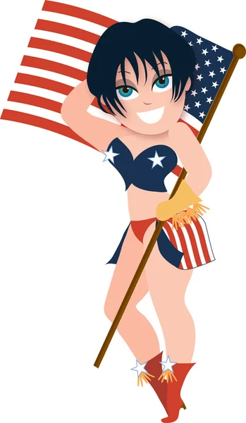 Bayrak bikinili güzel genç kadın — Stok Vektör