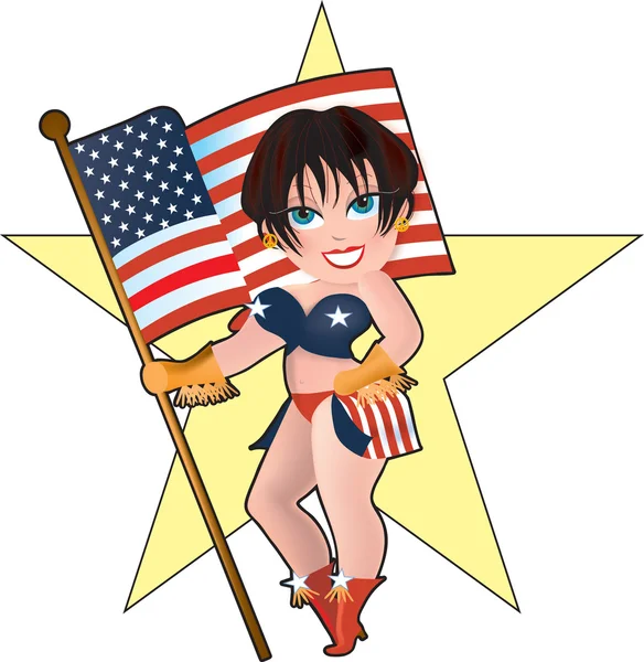 Beautiful young woman in a flag bikini — Stock Vector