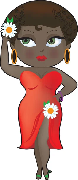 Αφρο-αμερικανικό γυναίκα με λουλούδια — Διανυσματικό Αρχείο