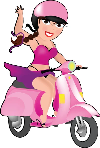 Sexy chica montando un scooter — Archivo Imágenes Vectoriales