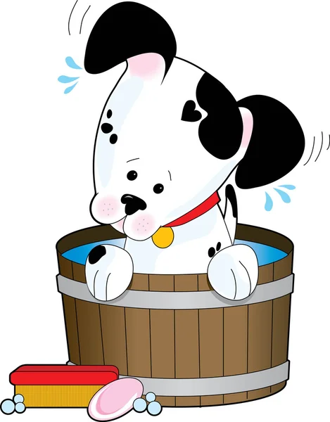 小狗洗澡 — 图库矢量图片