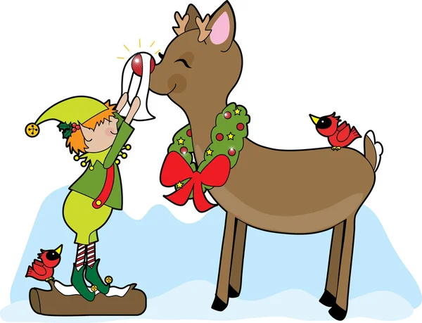 Elfo e Rudolf —  Vetores de Stock