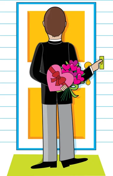 Mann mit Blumen — Stockvektor