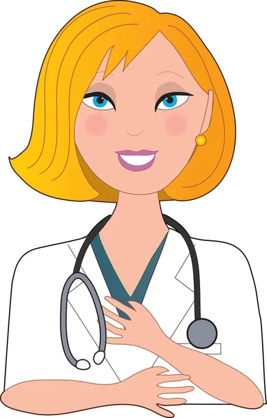 Verpleegkundige blond glimlachen — Stockvector
