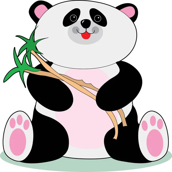 Küçük panda ve bambu — Stok Vektör