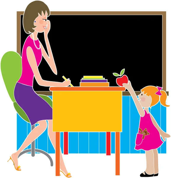 Lehrer und ein Mädchen — Stockvektor