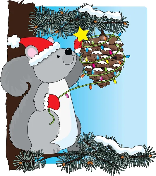 松鼠圣诞 — 图库矢量图片