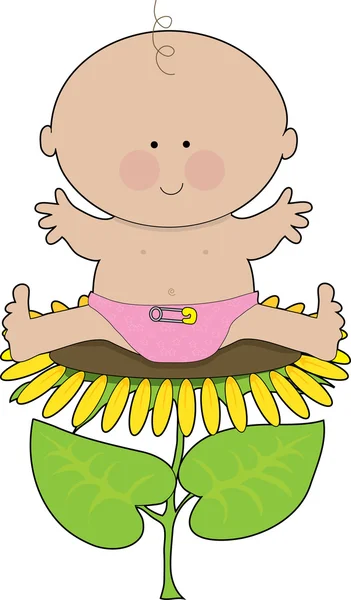 Sunflower Baby Girl — Stock Vector
