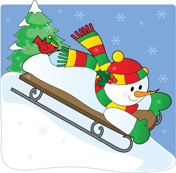 雪人雪橇 — 图库矢量图片