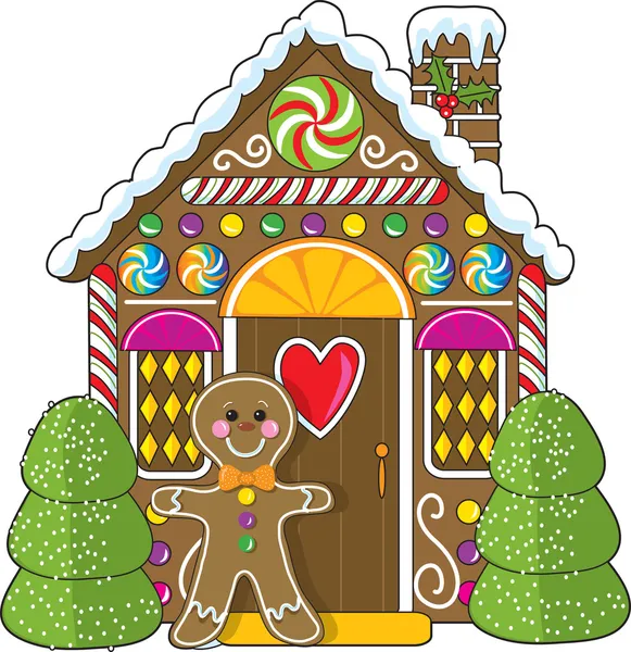 Gingerbread house ve adam Telifsiz Stok Illüstrasyonlar