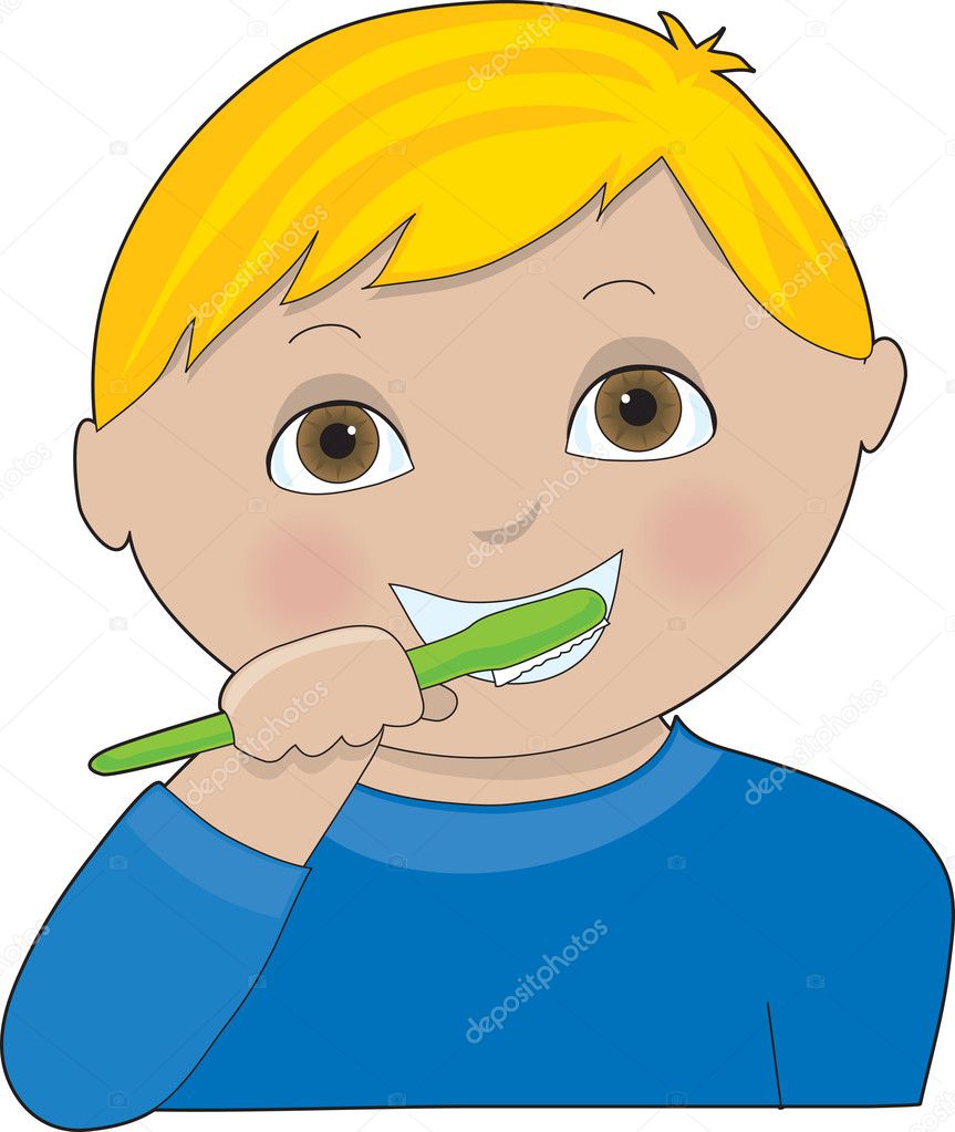 Boy Brushing Teeth Stock Vector C Mkoudis 7190263