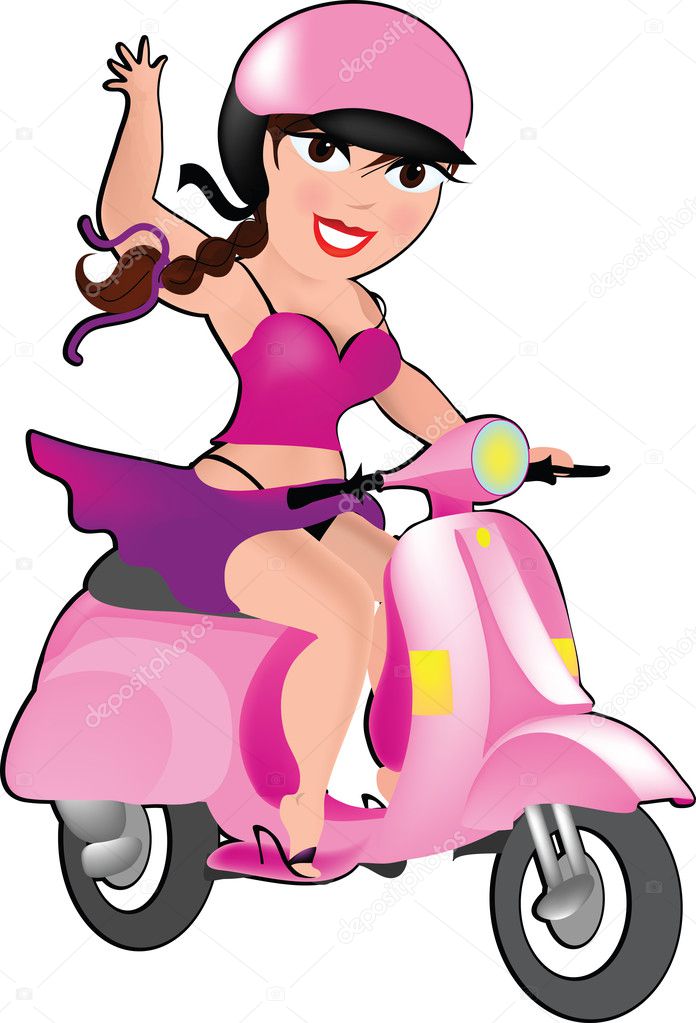 Sexy girl riding a scooter
