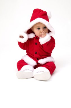 Baby Dressed Up in Christmas Outfit clipart