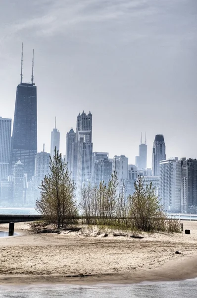 HDR του Σικάγου με ομίχλη — Φωτογραφία Αρχείου