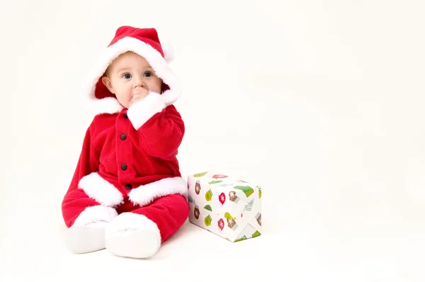 Baby Dressed Up in Christmas Outfit — Stock Photo, Image