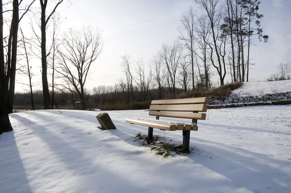 Panchina nella neve — Foto Stock