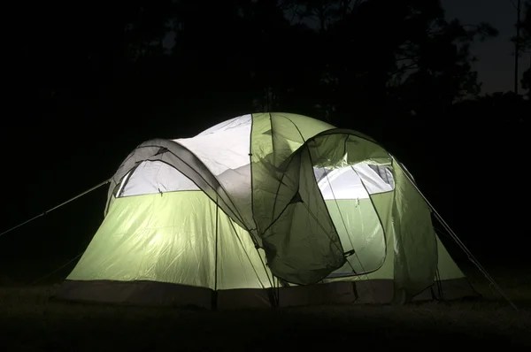 Glowing Tent in night — Stock Photo, Image