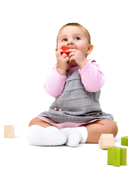 Baby med leksaker — Stockfoto