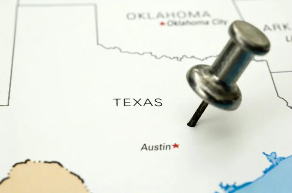 Thumbtack sobre Texas —  Fotos de Stock