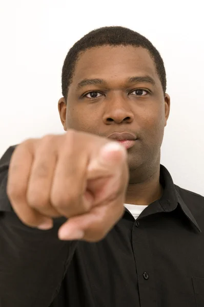 Sana işaret eden erkek siyah — Stok fotoğraf