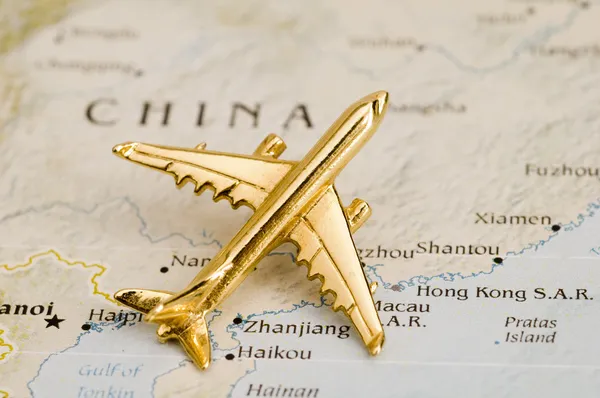 Літак над Китаєм — стокове фото
