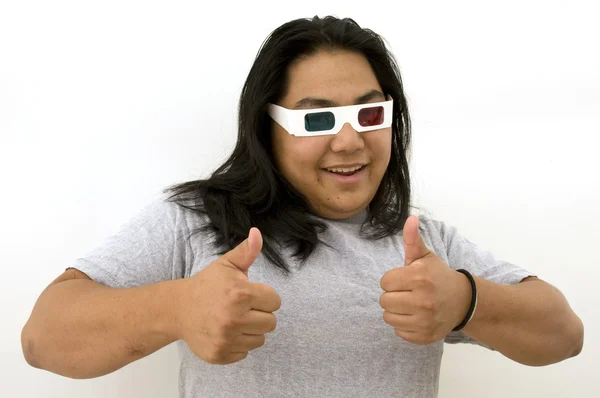 Thumbs up to 3D Movie — Stock Photo, Image