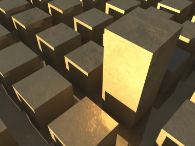 3D altın blok