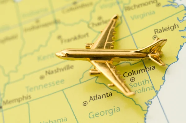 stock image Plane Over Austin Texas. Map is Copyright and Trademark Free, Downloaded off www.nationalatlas.gov